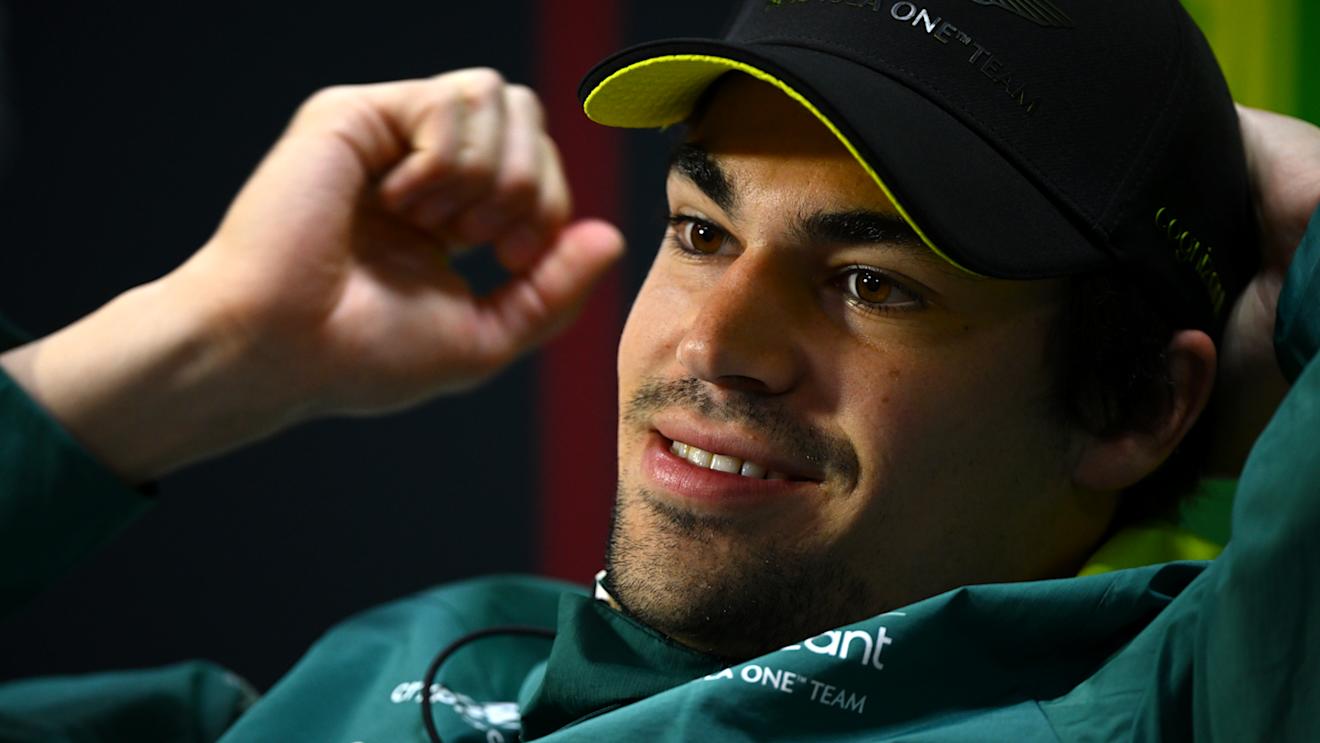 SAO PAULO, BRAZIL - NOVEMBER 02: Lance Stroll of Canada and Aston Martin F1 Team reacts in the Drivers Press Conference during previews ahead of the F1 Grand Prix of Brazil at Autodromo Jose Carlos Pace on November 02, 2023 in Sao Paulo, Brazil. (Photo by Clive Mason/Getty Images)