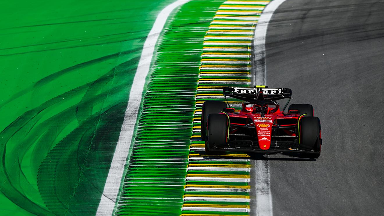 SAO PAULO, BRAZIL - NOVEMBER 04: Carlos Sainz of Spain driving (55) the Ferrari SF-23 on track during the Sprint ahead of the F1 Grand Prix of Brazil at Autodromo Jose Carlos Pace on November 04, 2023 in Sao Paulo, Brazil. (Photo by Clive Mason - Formula 1/Formula 1 via Getty Images)