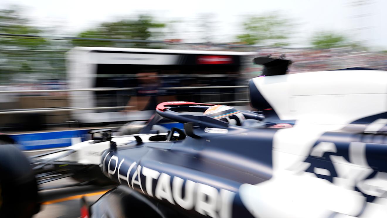 MONTREAL, QUEBEC - JUNE 16: Nyck de Vries of Netherlands driving the (21) Scuderia AlphaTauri AT04 leaves the garage during practice ahead of the F1 Grand Prix of Canada at Circuit Gilles Villeneuve on June 16, 2023 in Montreal, Quebec. (Photo by Rudy Carezzevoli/Getty Images)