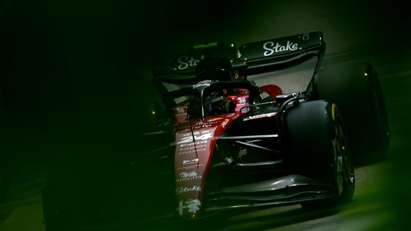 MONTREAL, QUEBEC - JUNE 16: Zhou Guanyu of China driving the (24) Alfa Romeo F1 C43 Ferrari on track during practice ahead of the F1 Grand Prix of Canada at Circuit Gilles Villeneuve on June 16, 2023 in Montreal, Quebec. (Photo by Clive Mason/Getty Images)