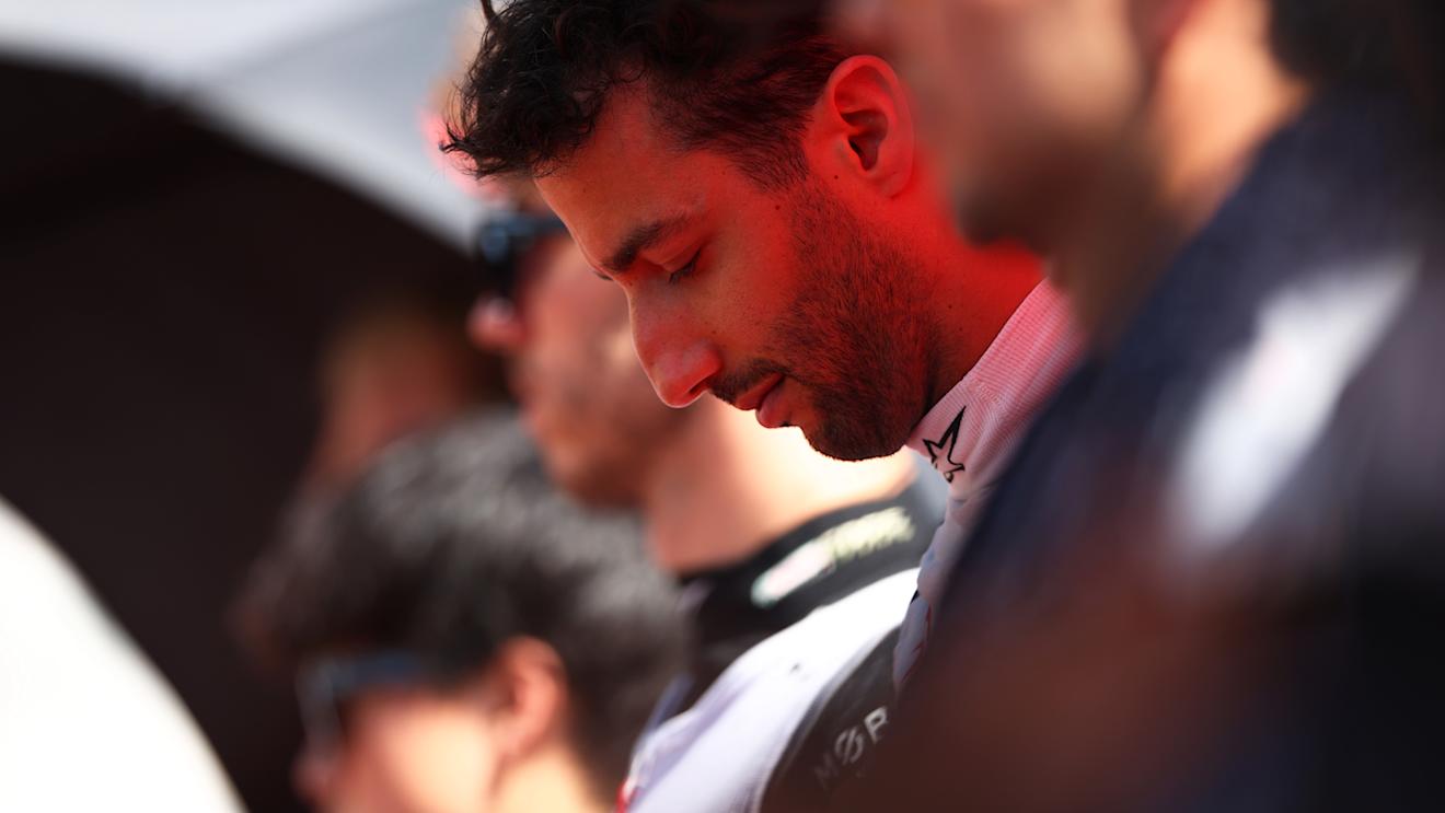 BUDAPEST, HUNGARY - JULY 23: Daniel Ricciardo of Australia and Scuderia AlphaTauri looks on on the grid during the F1 Grand Prix of Hungary at Hungaroring on July 23, 2023 in Budapest, Hungary. (Photo by Dan Istitene - Formula 1/Formula 1 via Getty Images)