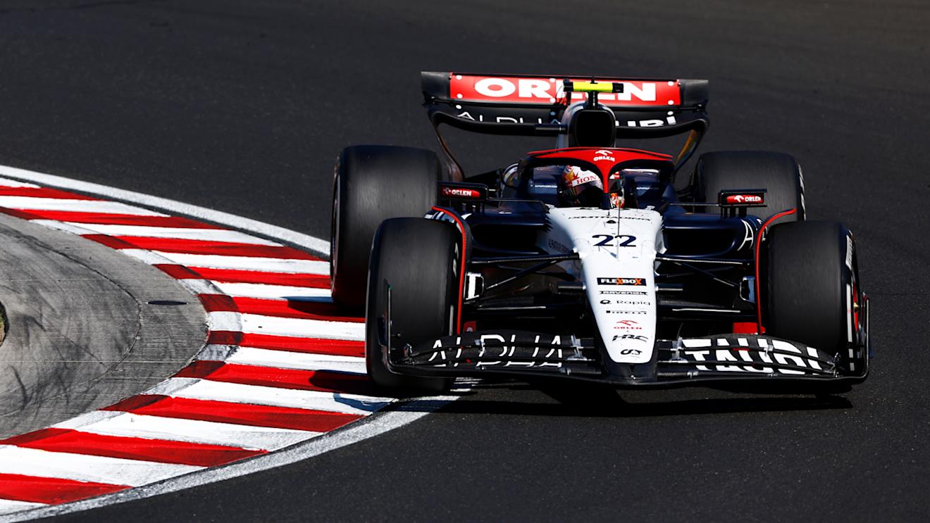 BUDAPEST, HUNGARY - JULY 23: Yuki Tsunoda of Japan driving the (22) Scuderia AlphaTauri AT04 on track during the F1 Grand Prix of Hungary at Hungaroring on July 23, 2023 in Budapest, Hungary. (Photo by Francois Nel/Getty Images)