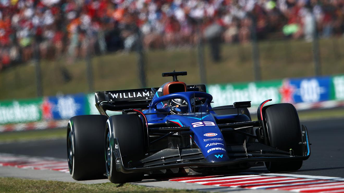 BUDAPEST, HUNGARY - JULY 23: Alexander Albon of Thailand driving the (23) Williams FW45 Mercedes on track during the F1 Grand Prix of Hungary at Hungaroring on July 23, 2023 in Budapest, Hungary. (Photo by Joe Portlock - Formula 1/Formula 1 via Getty Images)