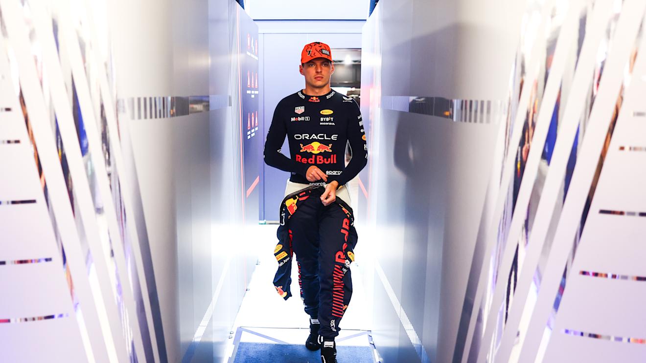 BUDAPEST, HUNGARY - JULY 21: Max Verstappen of the Netherlands and Oracle Red Bull Racing walks into the garage during practice ahead of the F1 Grand Prix of Hungary at Hungaroring on July 21, 2023 in Budapest, Hungary. (Photo by Mark Thompson/Getty Images)