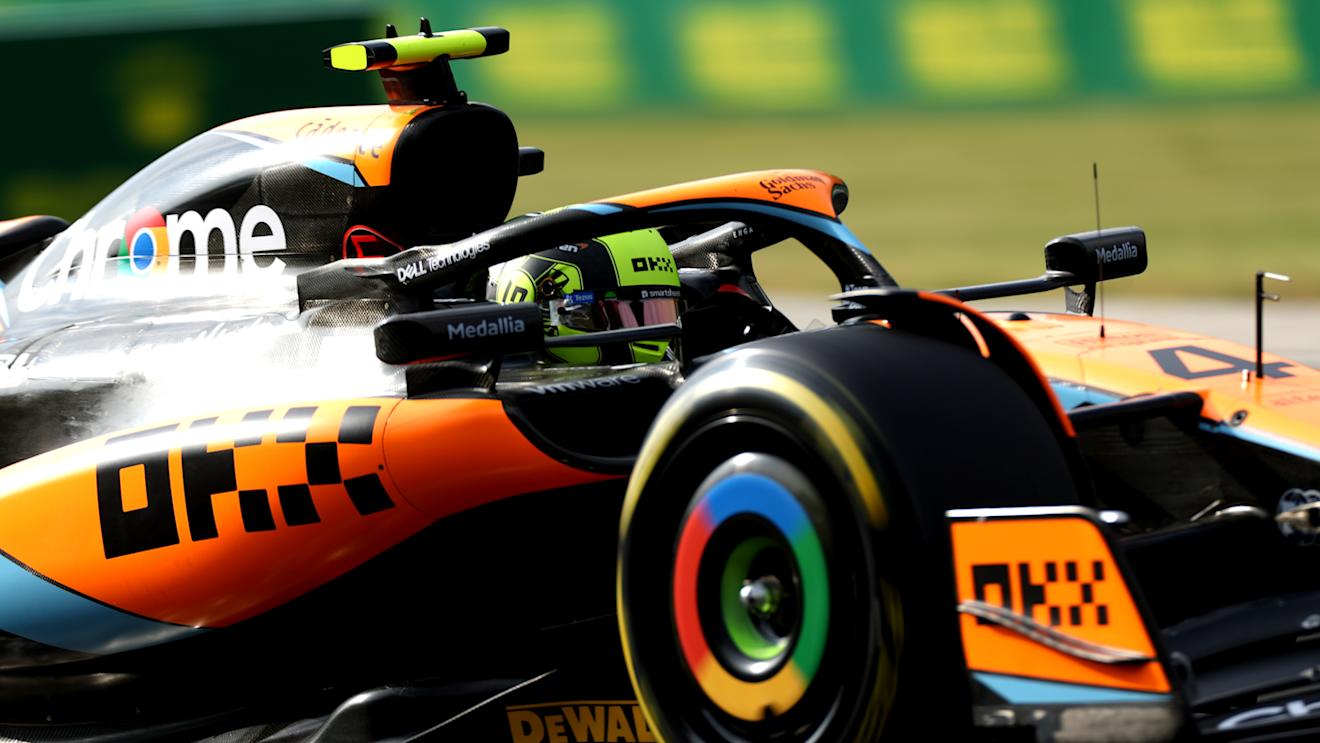 BUDAPEST, HUNGARY - JULY 21: Lando Norris of Great Britain driving the (4) McLaren MCL60 Mercedes on track during practice ahead of the F1 Grand Prix of Hungary at Hungaroring on July 21, 2023 in Budapest, Hungary. (Photo by Peter Fox/Getty Images)