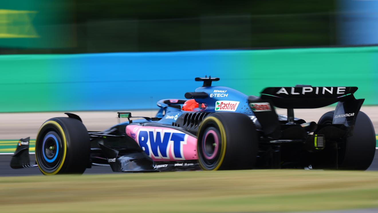 BUDAPEST, HUNGARY - JULY 21: Esteban Ocon of France driving the (31) Alpine F1 A523 Renault on track during practice ahead of the F1 Grand Prix of Hungary at Hungaroring on July 21, 2023 in Budapest, Hungary. (Photo by Mark Thompson/Getty Images)