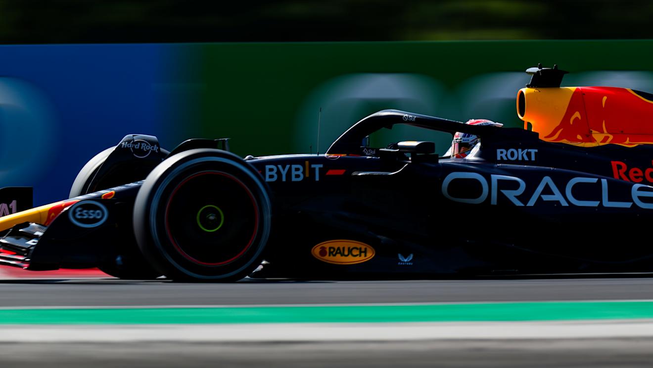 BUDAPEST, HUNGARY - JULY 22: Max Verstappen of Red Bull Racing and The Netherlands  during qualifying ahead of the F1 Grand Prix of Hungary at Hungaroring on July 22, 2023 in Budapest, Hungary. (Photo by Peter Fox/Getty Images)