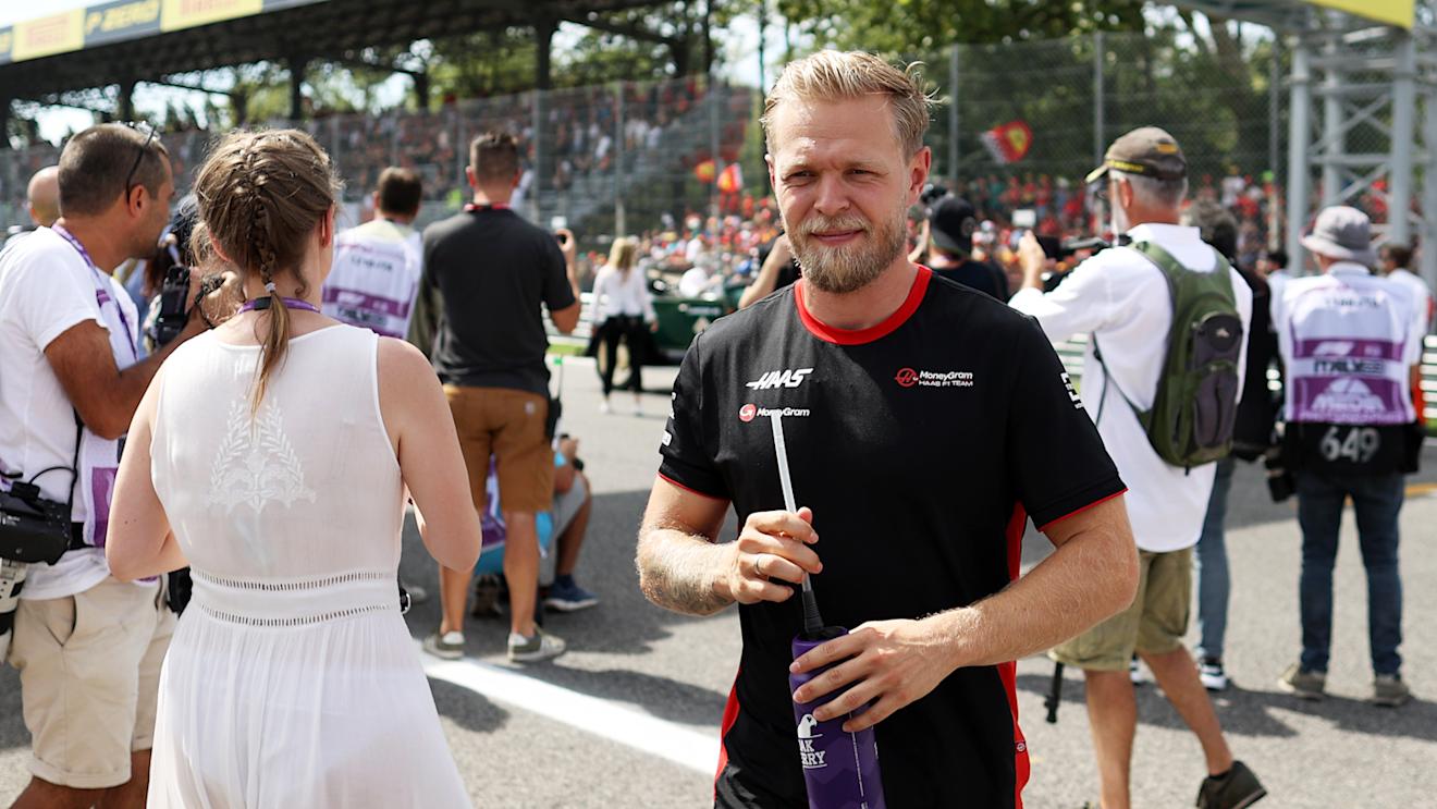 MONZA, ITALY - SEPTEMBER 03: Kevin Magnussen of Denmark and Haas F1 looks on from the drivers parade prior to the F1 Grand Prix of Italy at Autodromo Nazionale Monza on September 03, 2023 in Monza, Italy. (Photo by Ryan Pierse/Getty Images)