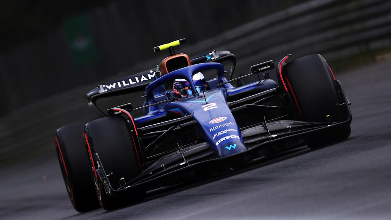 MONZA, ITALY - SEPTEMBER 01: Logan Sargeant of United States driving the (2) Williams FW45 Mercedes on track during practice ahead of the F1 Grand Prix of Italy at Autodromo Nazionale Monza on September 01, 2023 in Monza, Italy. (Photo by Ryan Pierse/Getty Images)