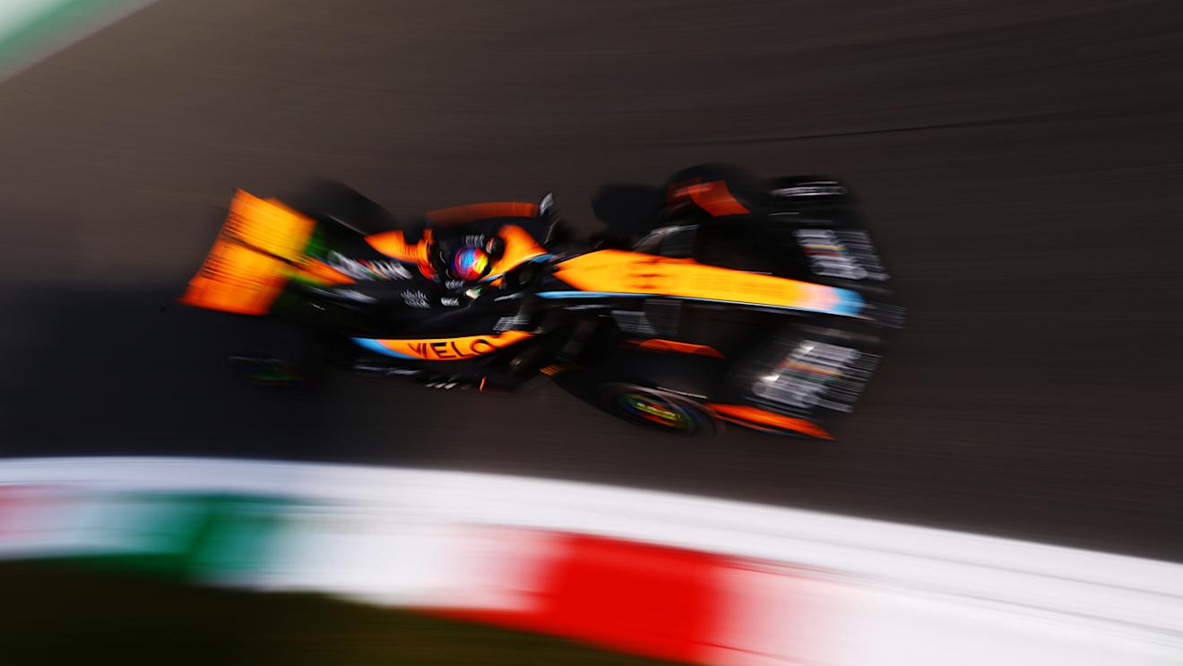 MONZA, ITALY - SEPTEMBER 01: Oscar Piastri of Australia driving the (81) McLaren MCL60 Mercedes on track during practice ahead of the F1 Grand Prix of Italy at Autodromo Nazionale Monza on September 01, 2023 in Monza, Italy. (Photo by Mark Thompson/Getty Images)
