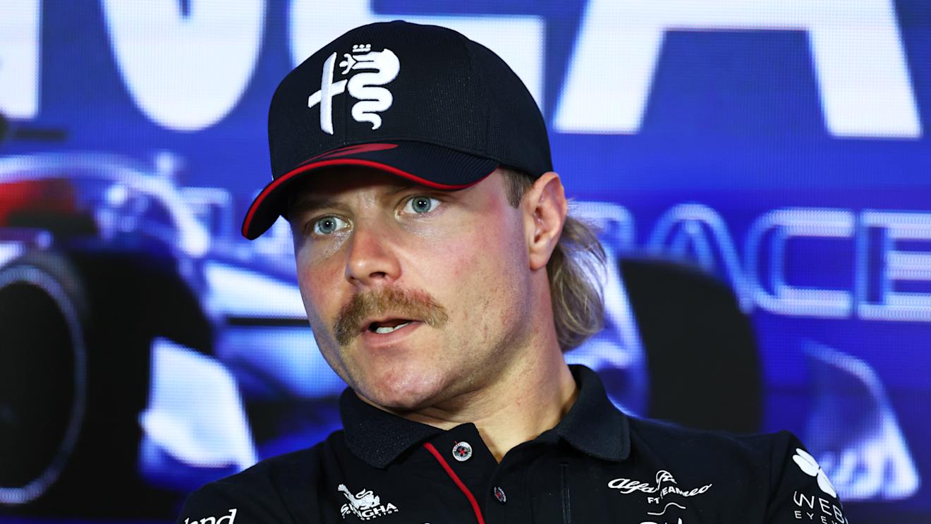 MONZA, ITALY - AUGUST 31: Valtteri Bottas of Finland and Alfa Romeo F1 attends the Drivers Press Conference during previews ahead of the F1 Grand Prix of Italy at Autodromo Nazionale Monza on August 31, 2023 in Monza, Italy. (Photo by Bryn Lennon/Getty Images)