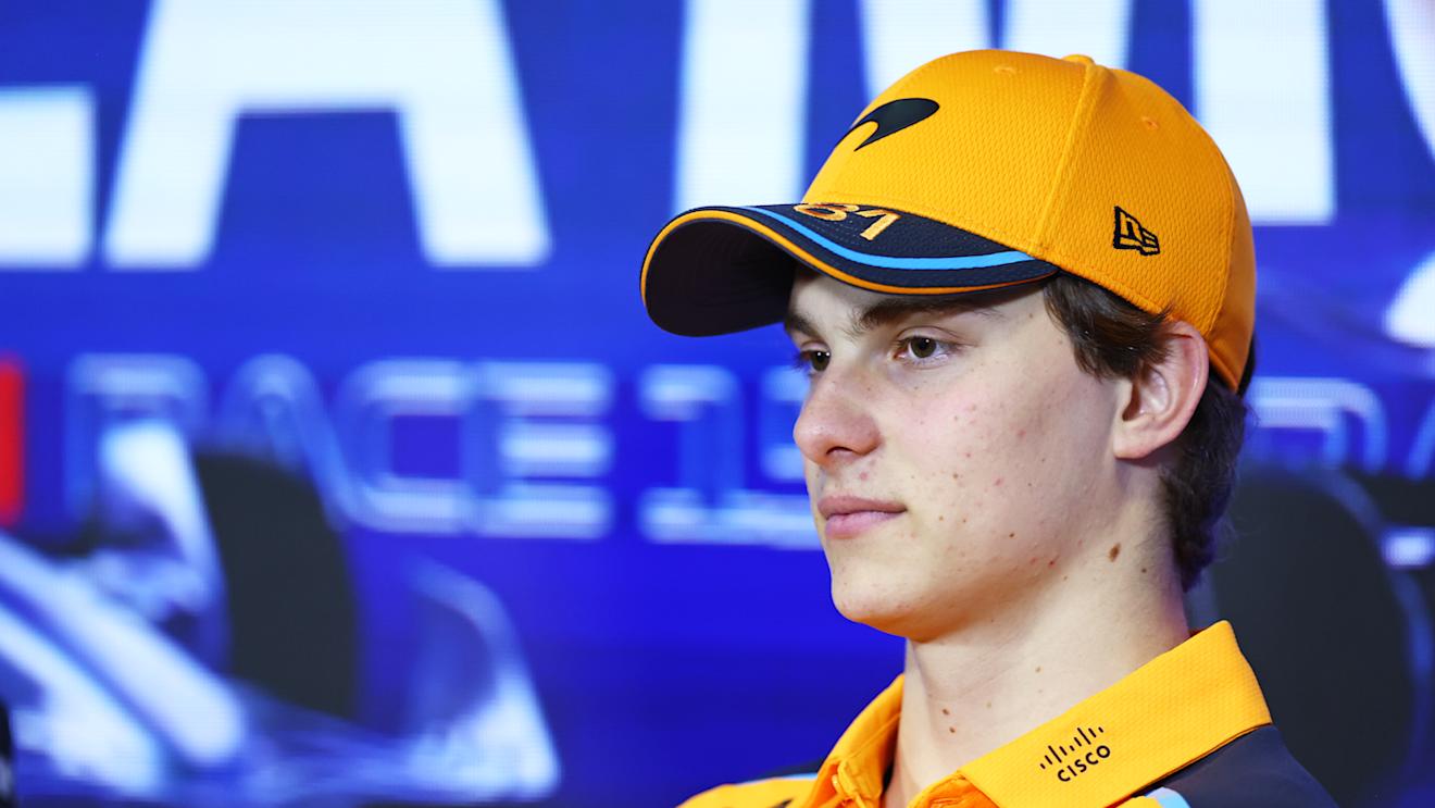 MONZA, ITALY - AUGUST 31: Oscar Piastri of Australia and McLaren attends the Drivers Press Conference during previews ahead of the F1 Grand Prix of Italy at Autodromo Nazionale Monza on August 31, 2023 in Monza, Italy. (Photo by Bryn Lennon - Formula 1/Formula 1 via Getty Images)