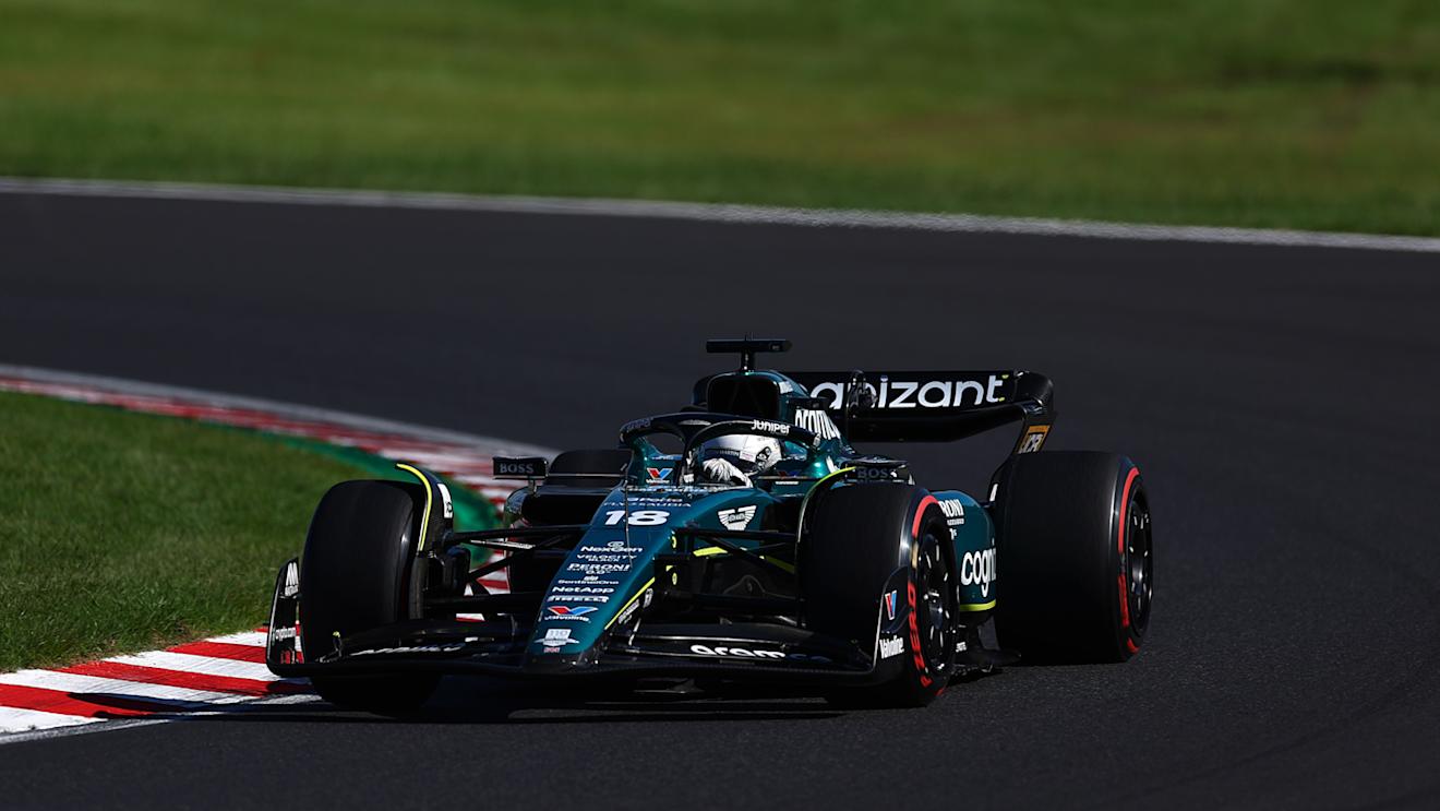 SUZUKA, JAPAN - SEPTEMBER 24: Lance Stroll of Canada driving the (18) Aston Martin AMR23 Mercedes on track during the F1 Grand Prix of Japan at Suzuka International Racing Course on September 24, 2023 in Suzuka, Japan. (Photo by Bryn Lennon - Formula 1/Formula 1 via Getty Images)