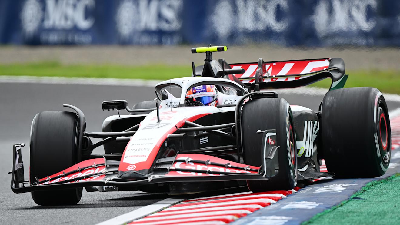 SUZUKA, JAPAN - SEPTEMBER 22: Nico Hulkenberg of Germany driving the (27) Haas F1 VF-23 Ferrari on track during practice ahead of the F1 Grand Prix of Japan at Suzuka International Racing Course on September 22, 2023 in Suzuka, Japan. (Photo by Clive Mason/Getty Images)