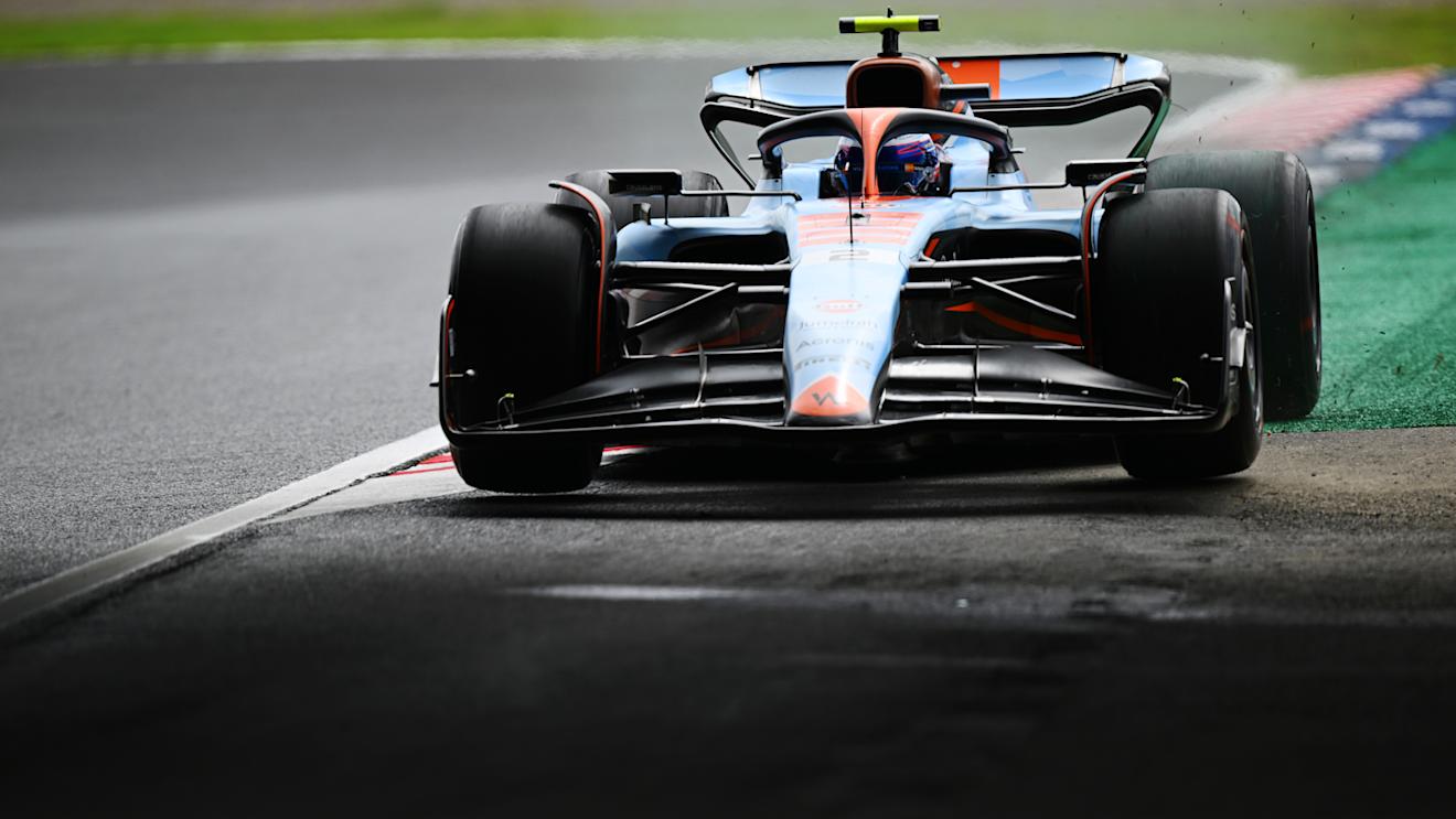 SUZUKA, JAPAN - SEPTEMBER 22: Logan Sargeant of United States driving the (2) Williams FW45 Mercedes on track during practice ahead of the F1 Grand Prix of Japan at Suzuka International Racing Course on September 22, 2023 in Suzuka, Japan. (Photo by Clive Mason/Getty Images)