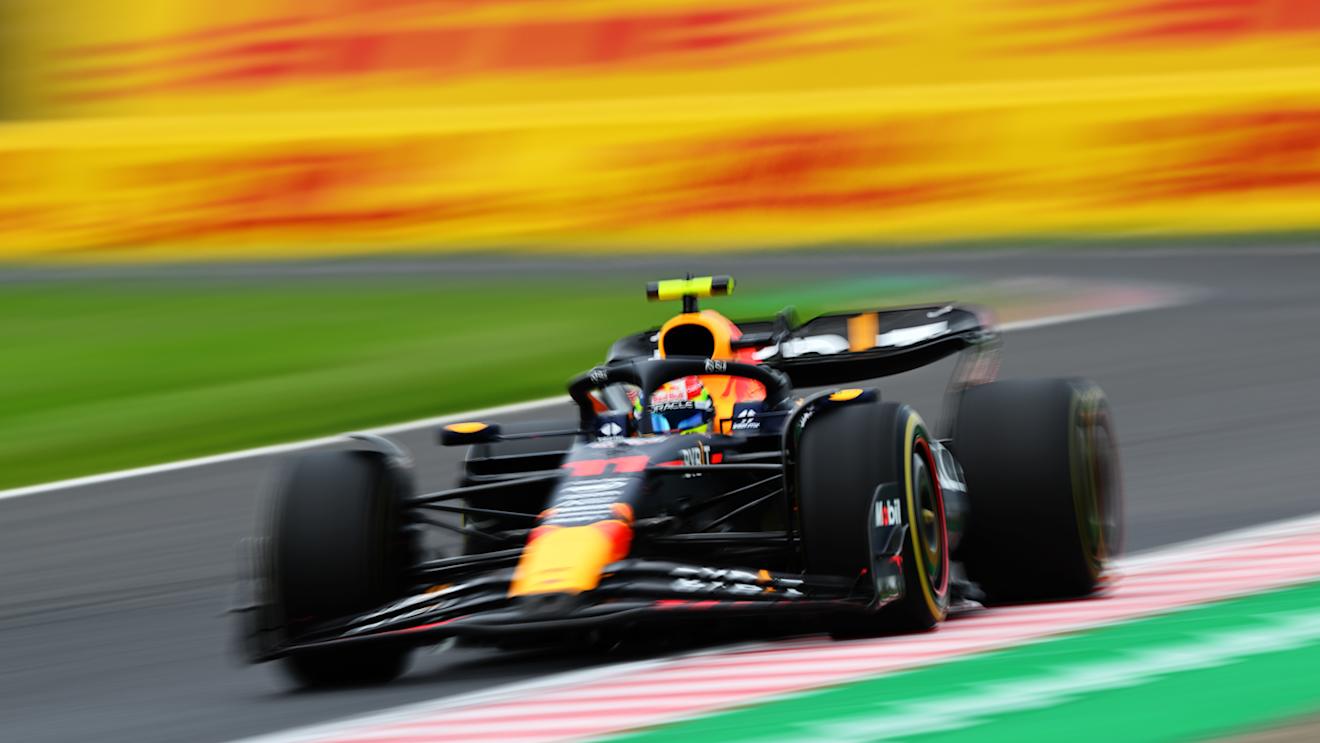 SUZUKA, JAPAN - SEPTEMBER 22: Sergio Perez of Mexico driving the (11) Oracle Red Bull Racing RB19 on track during practice ahead of the F1 Grand Prix of Japan at Suzuka International Racing Course on September 22, 2023 in Suzuka, Japan. (Photo by Clive Mason/Getty Images)