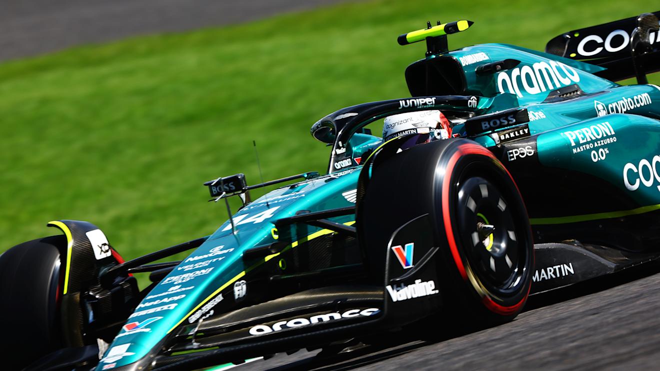 SUZUKA, JAPAN - SEPTEMBER 23: Fernando Alonso of Spain driving the (14) Aston Martin AMR23 Mercedes on track during final practice ahead of the F1 Grand Prix of Japan at Suzuka International Racing Course on September 23, 2023 in Suzuka, Japan. (Photo by Mark Thompson/Getty Images)