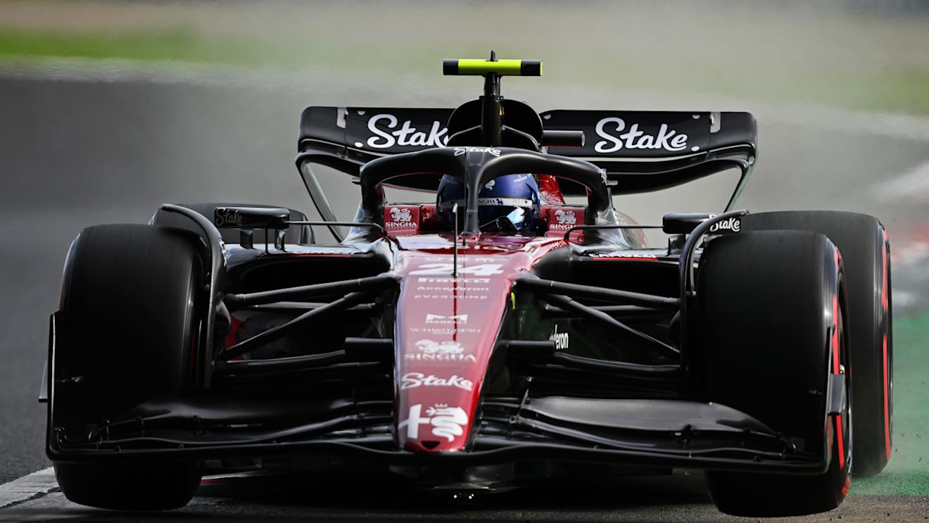 SUZUKA, JAPAN - SEPTEMBER 23: Zhou Guanyu of China driving the (24) Alfa Romeo F1 C43 Ferrari on track during qualifying ahead of the F1 Grand Prix of Japan at Suzuka International Racing Course on September 23, 2023 in Suzuka, Japan. (Photo by Clive Mason/Getty Images)