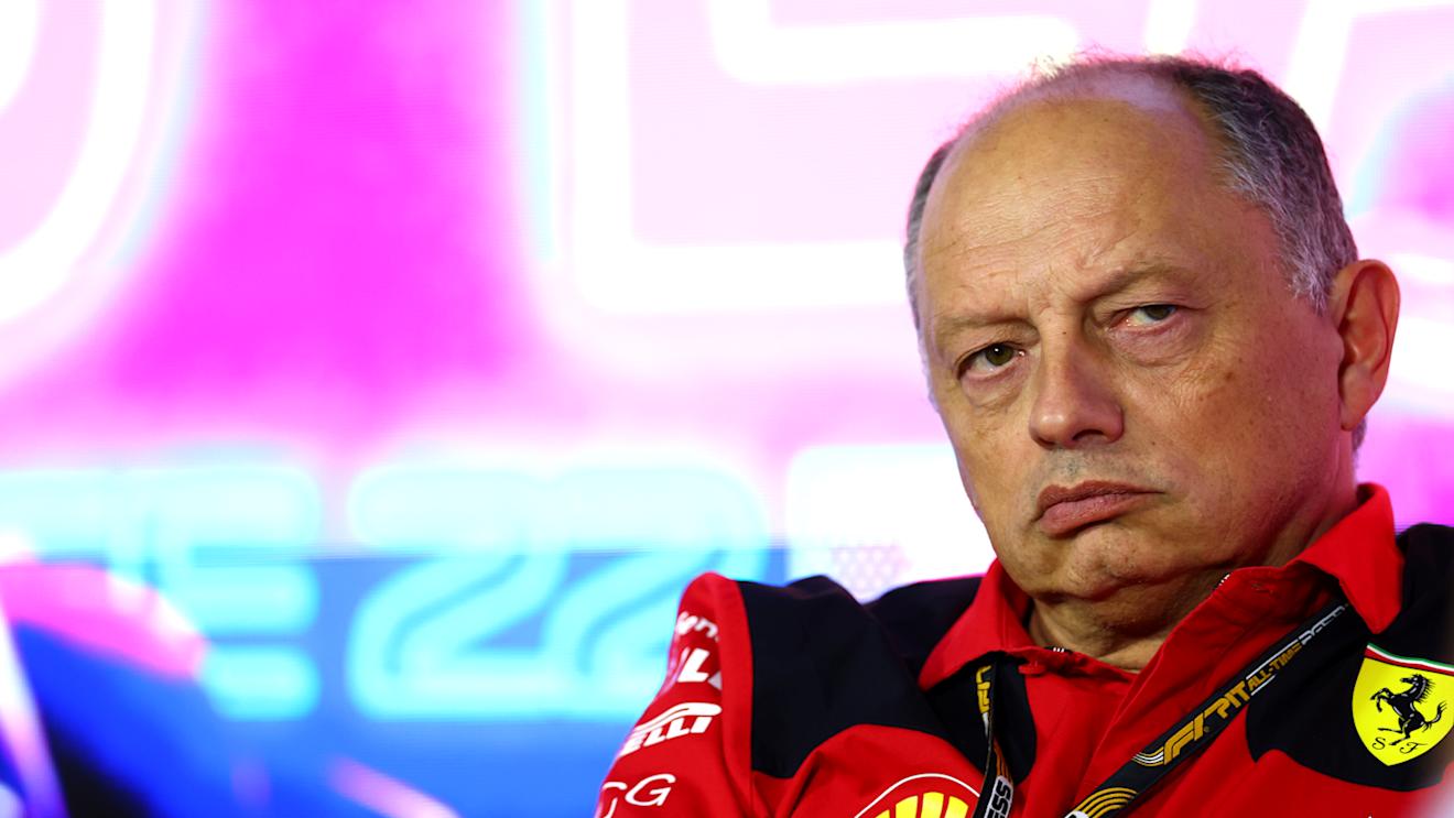 LAS VEGAS, NEVADA - NOVEMBER 16: Ferrari Team Principal Frederic Vasseur looks on in the Team Principals Press Conference ahead of the F1 Grand Prix of Las Vegas at Las Vegas Strip Circuit on November 16, 2023 in Las Vegas, Nevada. (Photo by Dan Istitene/Getty Images)