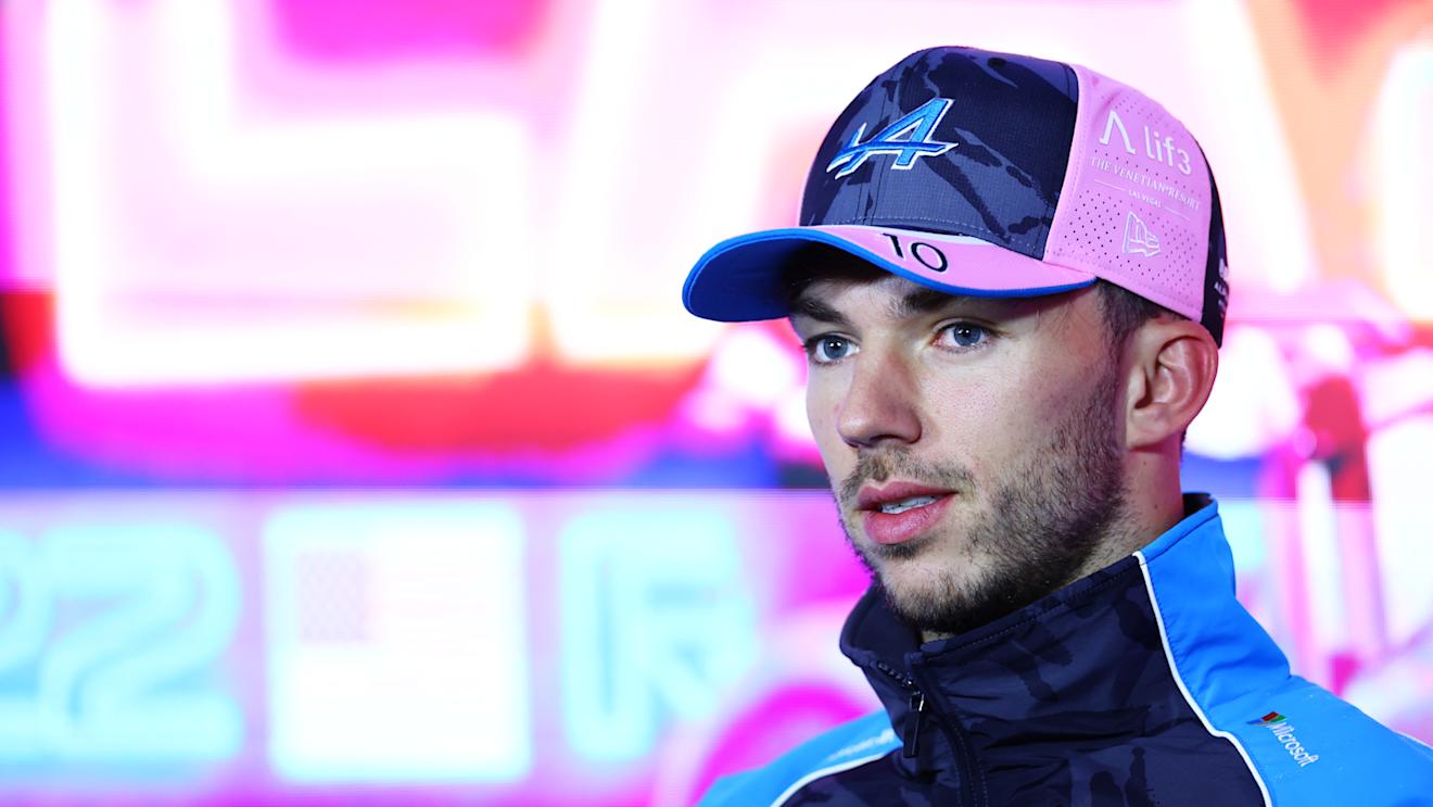 LAS VEGAS, NEVADA - NOVEMBER 15: Pierre Gasly of France and Alpine F1 looks on in the Drivers Press Conference during previews ahead of the F1 Grand Prix of Las Vegas at Las Vegas Strip Circuit on November 15, 2023 in Las Vegas, Nevada. (Photo by Dan Istitene/Getty Images)