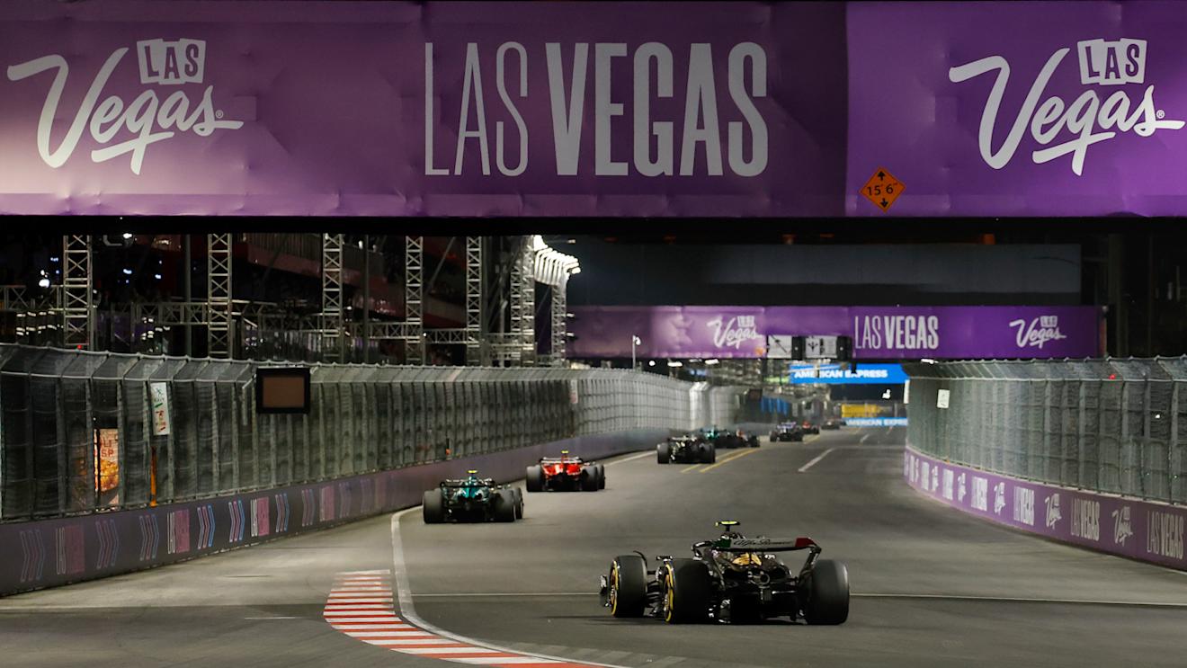 LAS VEGAS, NEVADA - NOVEMBER 18: Zhou Guanyu of China driving the (24) Alfa Romeo F1 C43 Ferrari on track during the F1 Grand Prix of Las Vegas at Las Vegas Strip Circuit on November 18, 2023 in Las Vegas, Nevada. (Photo by Chris Graythen/Getty Images)