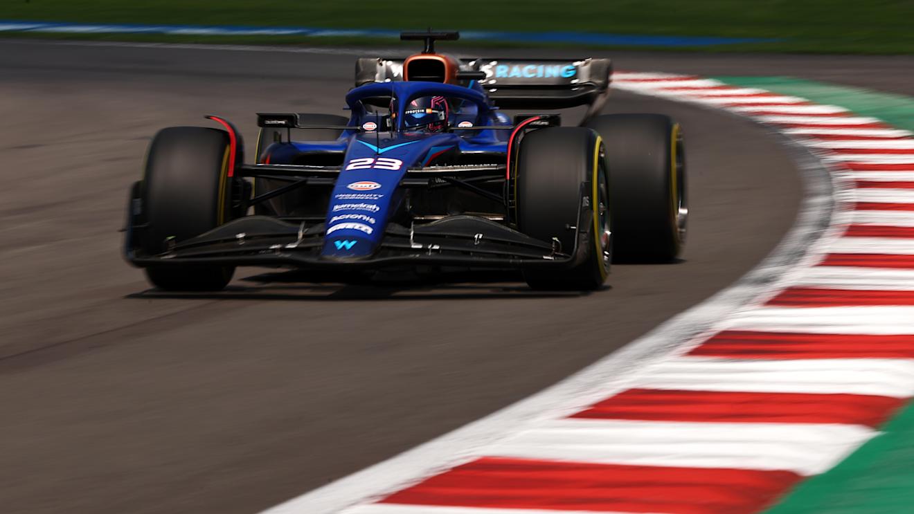MEXICO CITY, MEXICO - OCTOBER 27: Alexander Albon of Thailand driving the (23) Williams FW45 Mercedes on track  during practice ahead of the F1 Grand Prix of Mexico at Autodromo Hermanos Rodriguez on October 27, 2023 in Mexico City, Mexico. (Photo by Jared C. Tilton/Getty Images)
