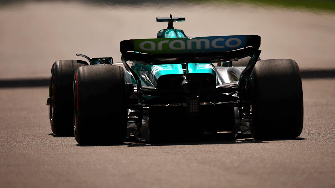 MEXICO CITY, MEXICO - OCTOBER 27: Lance Stroll of Canada driving the (18) Aston Martin AMR23 Mercedes on track  during practice ahead of the F1 Grand Prix of Mexico at Autodromo Hermanos Rodriguez on October 27, 2023 in Mexico City, Mexico. (Photo by Jared C. Tilton/Getty Images)