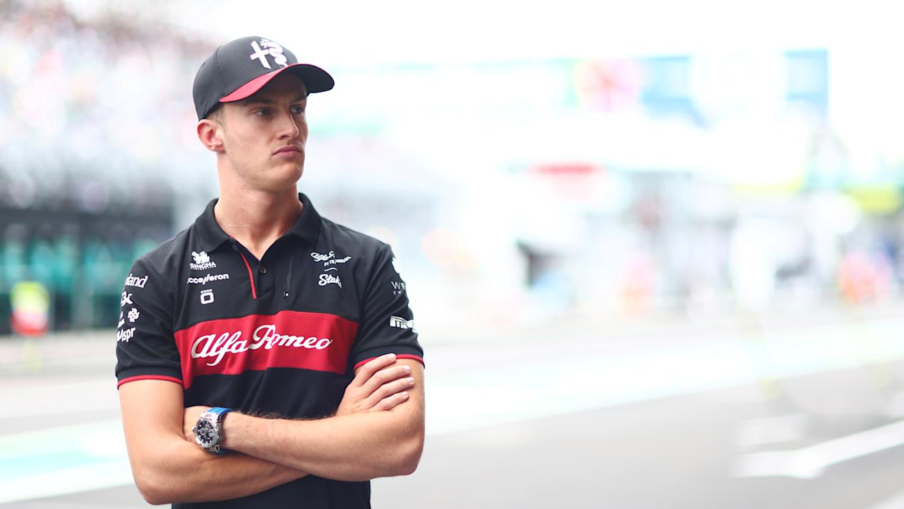 MEXICO CITY, MEXICO - OCTOBER 27: Theo Pourchaire of France and Alfa Romeo F1 looks on in the Pitlane  during practice ahead of the F1 Grand Prix of Mexico at Autodromo Hermanos Rodriguez on October 27, 2023 in Mexico City, Mexico. (Photo by Dan Istitene - Formula 1/Formula 1 via Getty Images)