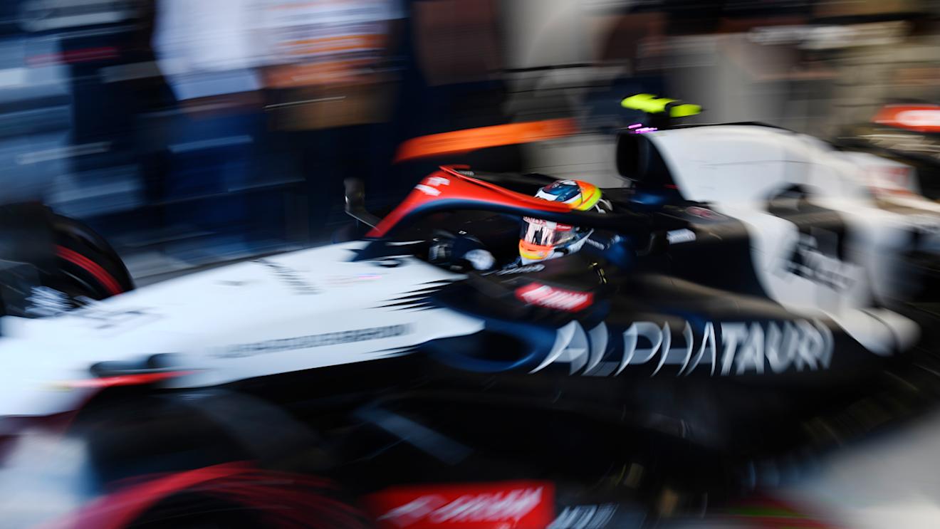 MEXICO CITY, MEXICO - OCTOBER 27: Isack Hadjar of France driving the (41) Scuderia AlphaTauri AT04 leaves the garage  during practice ahead of the F1 Grand Prix of Mexico at Autodromo Hermanos Rodriguez on October 27, 2023 in Mexico City, Mexico. (Photo by Rudy Carezzevoli/Getty Images)