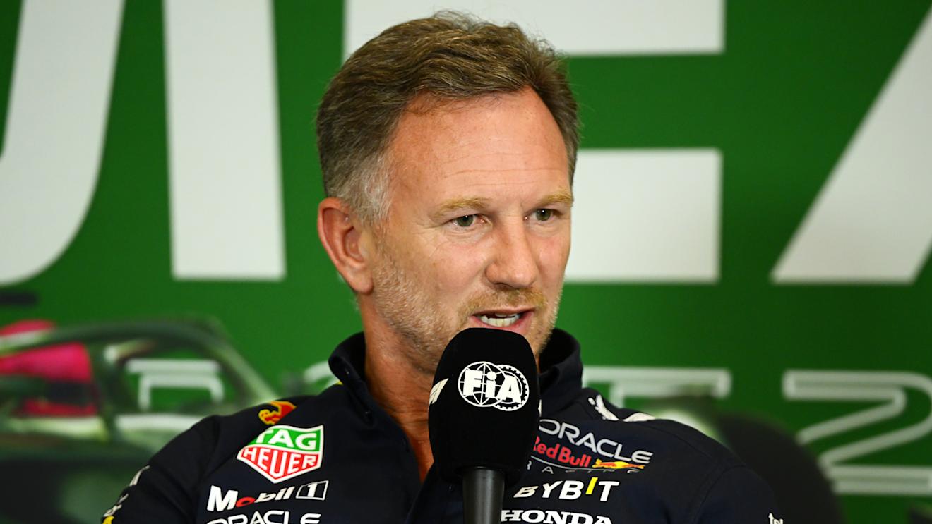 MEXICO CITY, MEXICO - OCTOBER 27: Red Bull Racing Team Principal Christian Horner attends the Team Principals Press Conference during practice ahead of the F1 Grand Prix of Mexico at Autodromo Hermanos Rodriguez on October 27, 2023 in Mexico City, Mexico. (Photo by Clive Mason/Getty Images)
