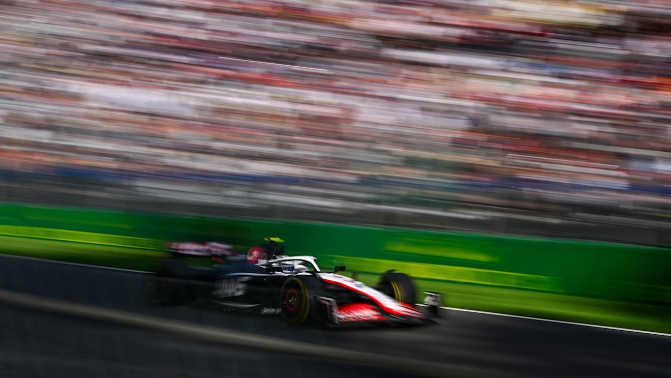 MEXICO CITY, MEXICO - OCTOBER 27: Nico Hulkenberg of Germany driving the (27) Haas F1 VF-23 Ferrari on track during practice ahead of the F1 Grand Prix of Mexico at Autodromo Hermanos Rodriguez on October 27, 2023 in Mexico City, Mexico. (Photo by Clive Mason - Formula 1/Formula 1 via Getty Images)