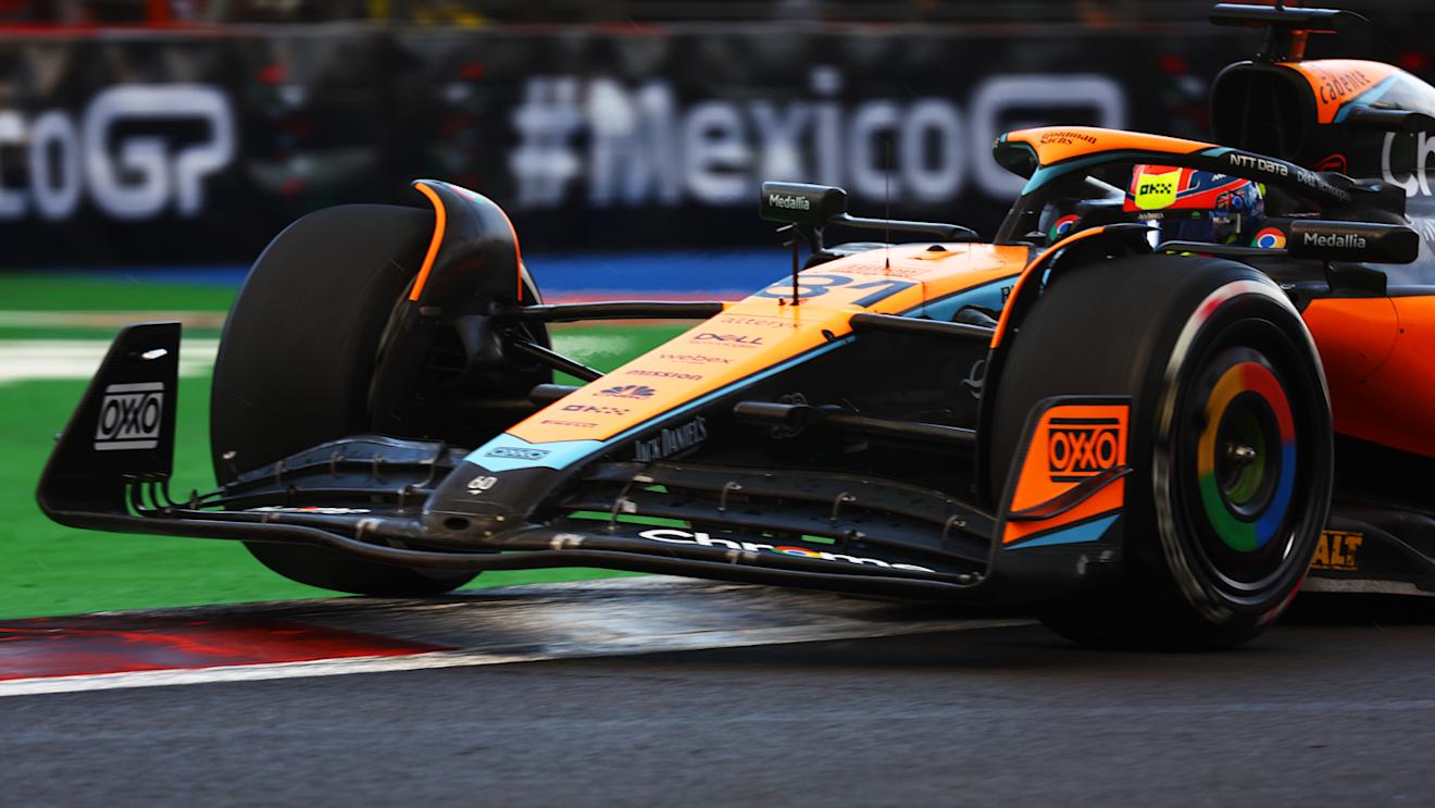 MEXICO CITY, MEXICO - OCTOBER 27: Oscar Piastri of Australia driving the (81) McLaren MCL60 Mercedes on track during practice ahead of the F1 Grand Prix of Mexico at Autodromo Hermanos Rodriguez on October 27, 2023 in Mexico City, Mexico. (Photo by Mark Thompson/Getty Images)