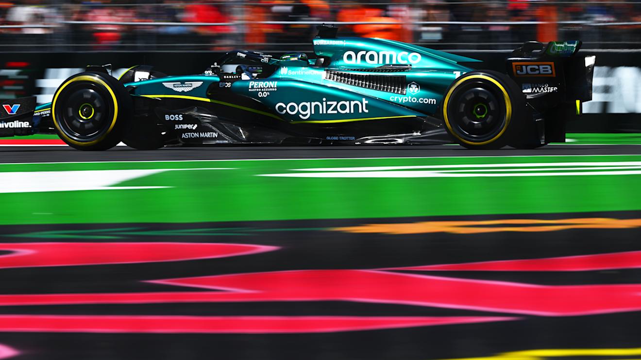 MEXICO CITY, MEXICO - OCTOBER 28: Lance Stroll of Canada driving the (18) Aston Martin AMR23 Mercedes on track  during final practice ahead of the F1 Grand Prix of Mexico at Autodromo Hermanos Rodriguez on October 28, 2023 in Mexico City, Mexico. (Photo by Clive Mason - Formula 1/Formula 1 via Getty Images)