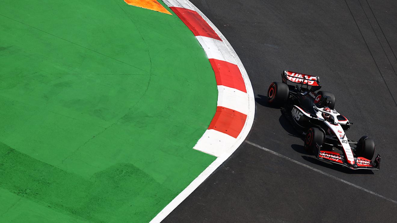 MEXICO CITY, MEXICO - OCTOBER 28: Kevin Magnussen of Denmark driving the (20) Haas F1 VF-23 Ferrari on track during final practice ahead of the F1 Grand Prix of Mexico at Autodromo Hermanos Rodriguez on October 28, 2023 in Mexico City, Mexico. (Photo by Mark Thompson/Getty Images)