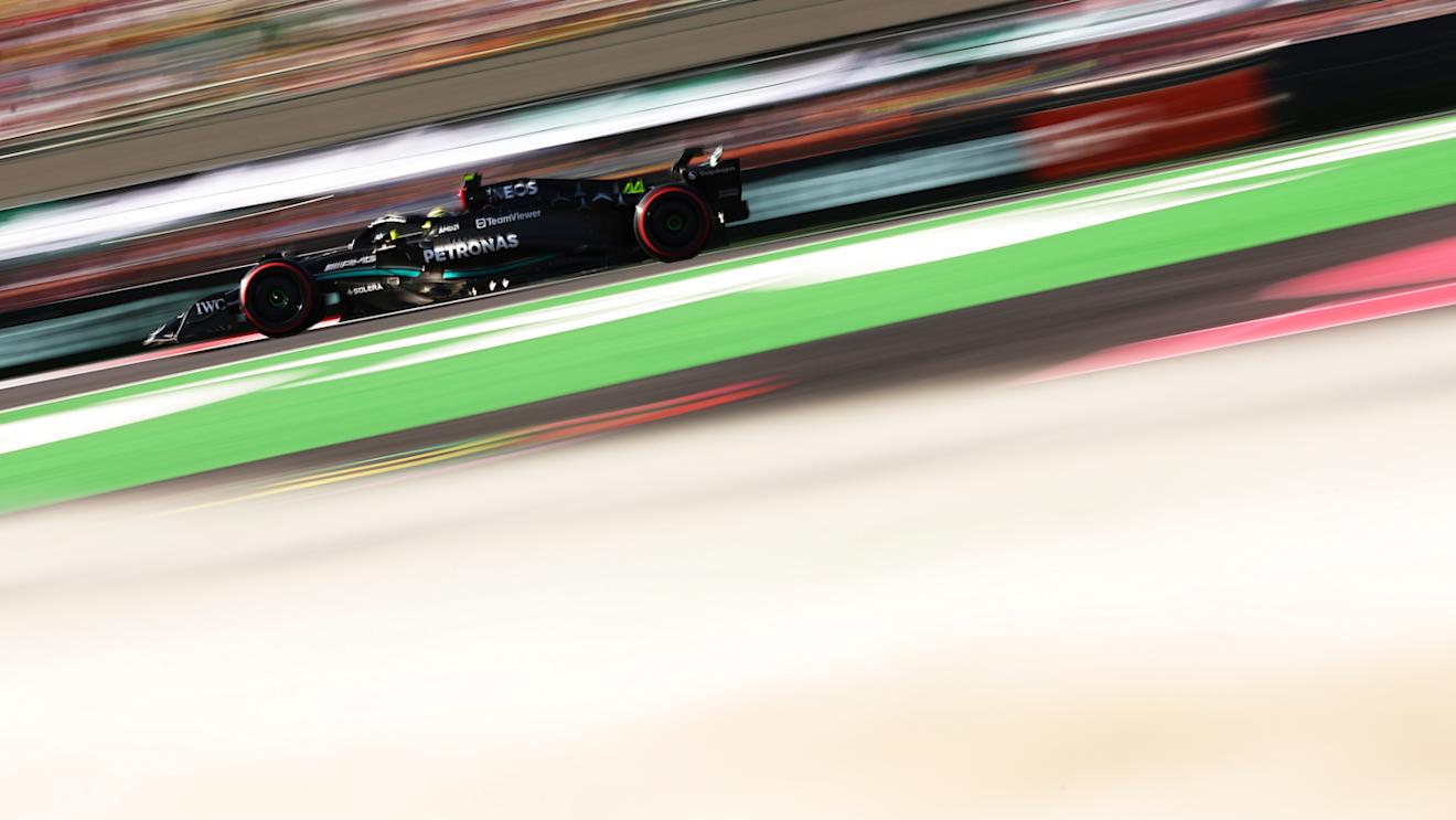 MEXICO CITY, MEXICO - OCTOBER 28: Lewis Hamilton of Great Britain driving the (44) Mercedes AMG Petronas F1 Team W14 on track during qualifying ahead of the F1 Grand Prix of Mexico at Autodromo Hermanos Rodriguez on October 28, 2023 in Mexico City, Mexico. (Photo by Jared C. Tilton/Getty Images)