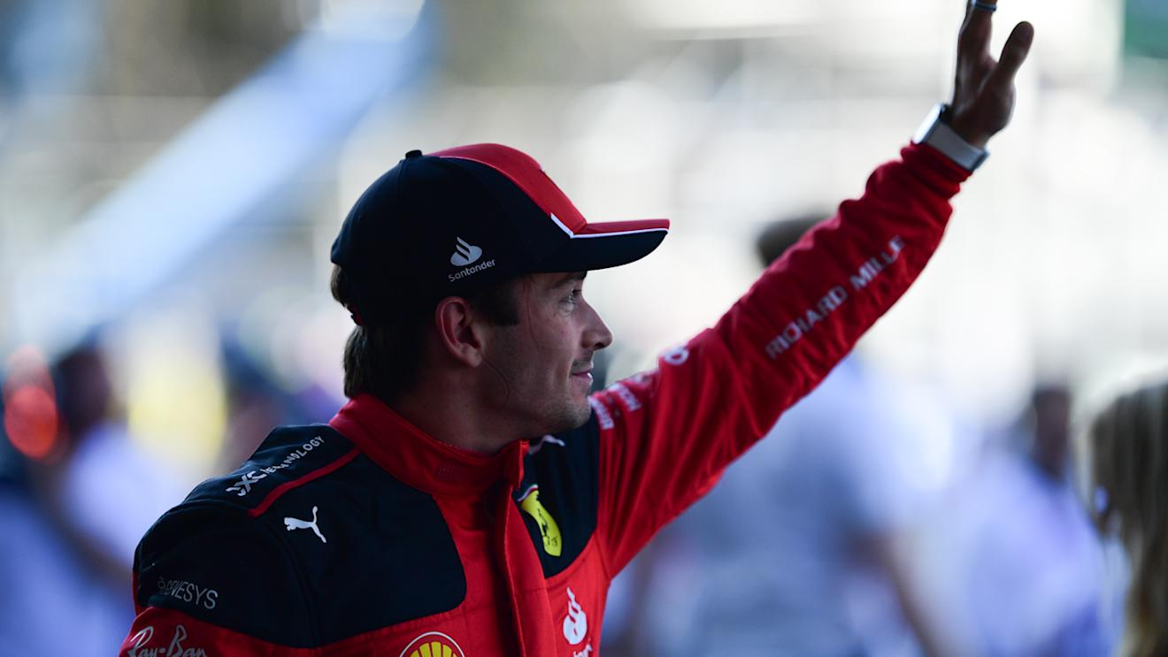 MEXICO CITY, MEXICO - OCTOBER 28: Pole position qualifier Charles Leclerc of Monaco and Ferrari celebrates in parc ferme during qualifying ahead of the F1 Grand Prix of Mexico at Autodromo Hermanos Rodriguez on October 28, 2023 in Mexico City, Mexico. (Photo by Mario Renzi - Formula 1/Formula 1 via Getty Images)
