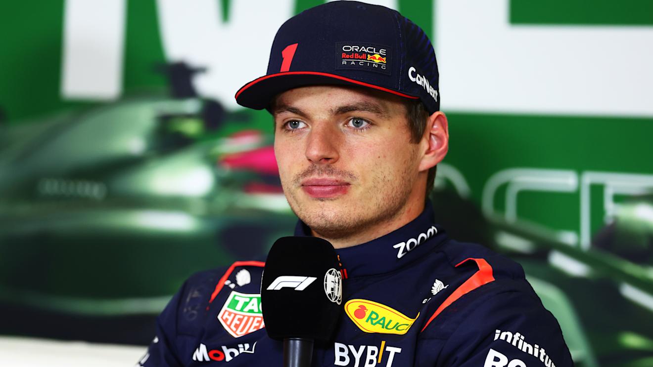 MEXICO CITY, MEXICO - OCTOBER 28: Third placed qualifier Max Verstappen of the Netherlands and Oracle Red Bull Racing talks to the media in a press conference after qualifying ahead of the F1 Grand Prix of Mexico at Autodromo Hermanos Rodriguez on October 28, 2023 in Mexico City, Mexico. (Photo by Dan Istitene/Getty Images)