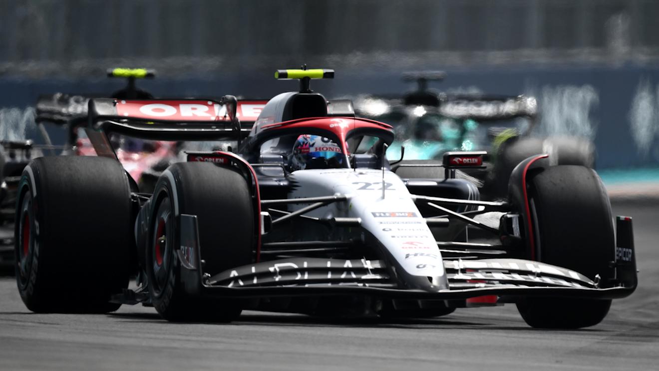 MIAMI, FLORIDA - MAY 07: Yuki Tsunoda of Japan driving the (22) Scuderia AlphaTauri AT04 on track during the F1 Grand Prix of Miami at Miami International Autodrome on May 07, 2023 in Miami, Florida. (Photo by Clive Mason - Formula 1/Formula 1 via Getty Images)