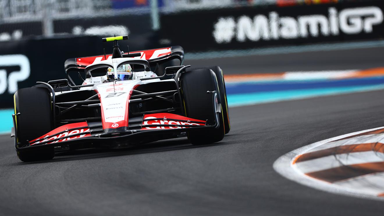 MIAMI, FLORIDA - MAY 07: Nico Hulkenberg of Germany driving the (27) Haas F1 VF-23 Ferrari on track during the F1 Grand Prix of Miami at Miami International Autodrome on May 07, 2023 in Miami, Florida. (Photo by Mark Thompson/Getty Images)