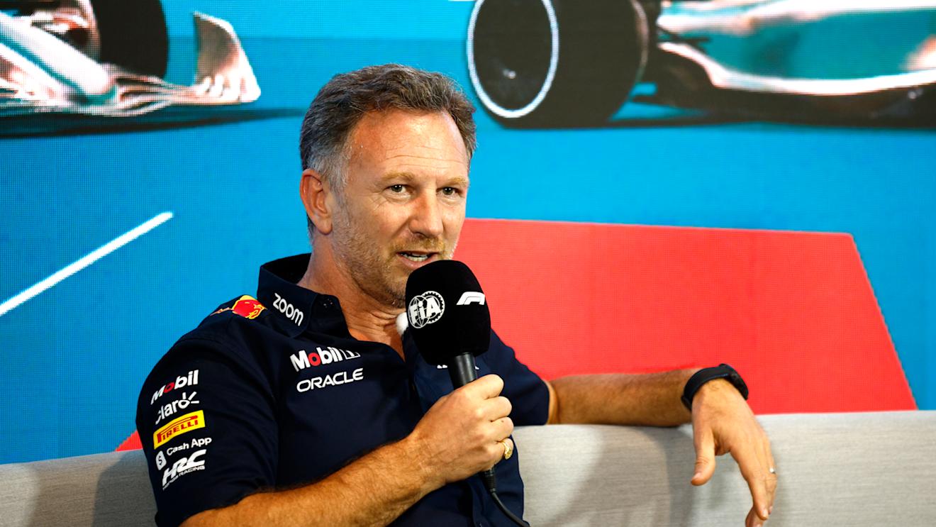MIAMI, FLORIDA - MAY 05: Red Bull Racing Team Principal Christian Horner attends the Team Principals Press Conference during practice ahead of the F1 Grand Prix of Miami at Miami International Autodrome on May 05, 2023 in Miami, Florida. (Photo by Jared C. Tilton/Getty Images)