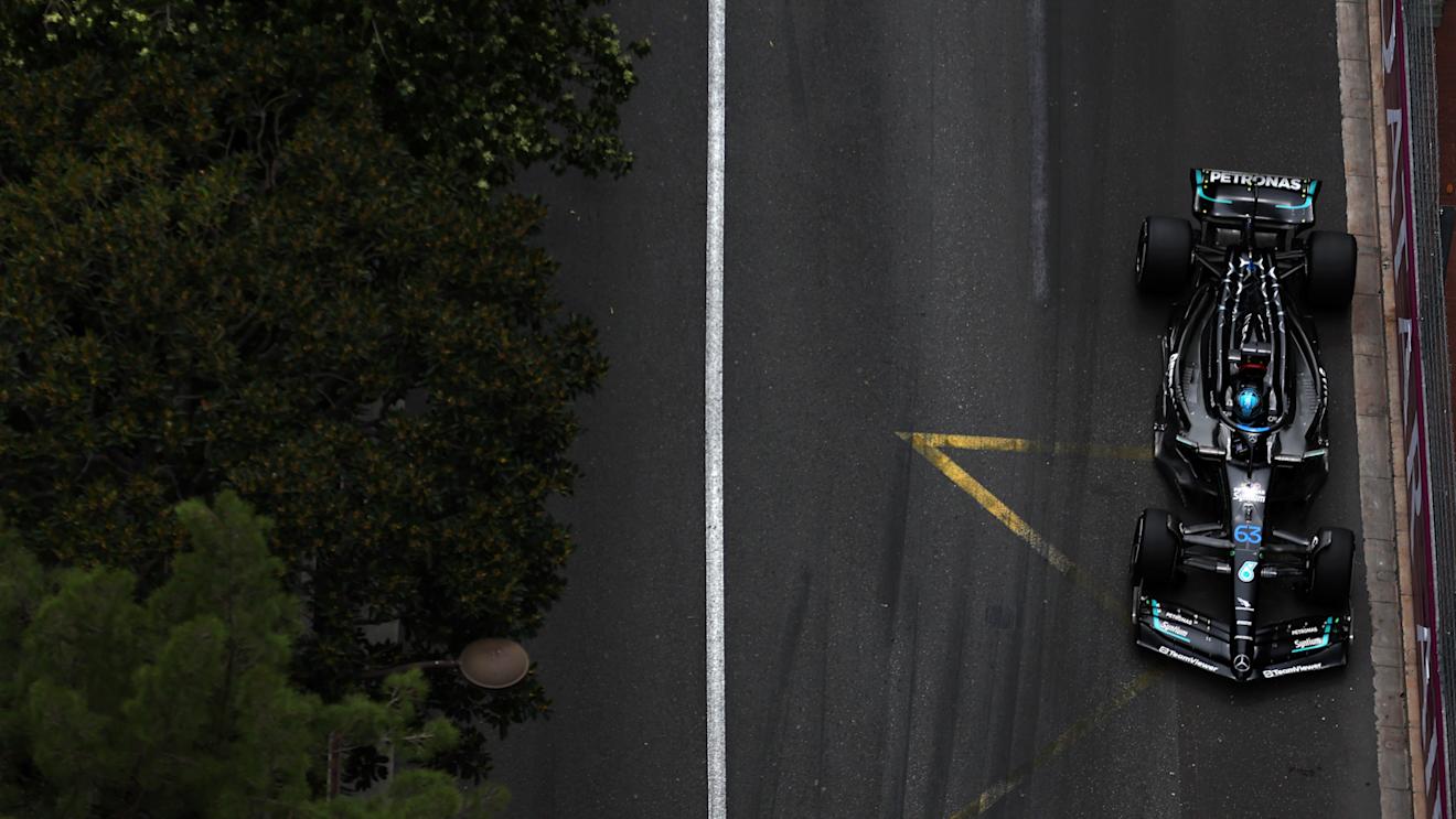 MONTE-CARLO, MONACO - MAY 28: George Russell of Great Britain driving the (63) Mercedes AMG Petronas F1 Team W14 on track during the F1 Grand Prix of Monaco at Circuit de Monaco on May 28, 2023 in Monte-Carlo, Monaco. (Photo by Bryn Lennon - Formula 1/Formula 1 via Getty Images)
