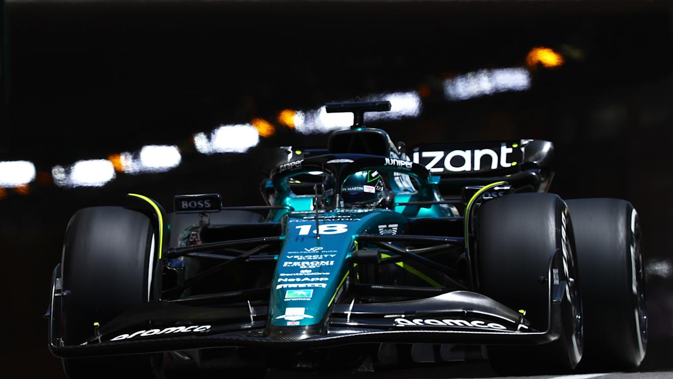 MONTE-CARLO, MONACO - MAY 26: Lance Stroll of Canada driving the (18) Aston Martin AMR23 Mercedes on track during practice ahead of the F1 Grand Prix of Monaco at Circuit de Monaco on May 26, 2023 in Monte-Carlo, Monaco. (Photo by Mark Thompson/Getty Images)