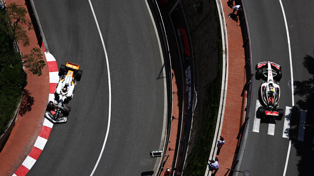 MONTE-CARLO, MONACO - MAY 26: Oscar Piastri of Australia driving the (81) McLaren MCL60 Mercedes and Nico Hulkenberg of Germany driving the (27) Haas F1 VF-23 Ferrari on track during practice ahead of the F1 Grand Prix of Monaco at Circuit de Monaco on May 26, 2023 in Monte-Carlo, Monaco. (Photo by Dan Istitene - Formula 1/Formula 1 via Getty Images)