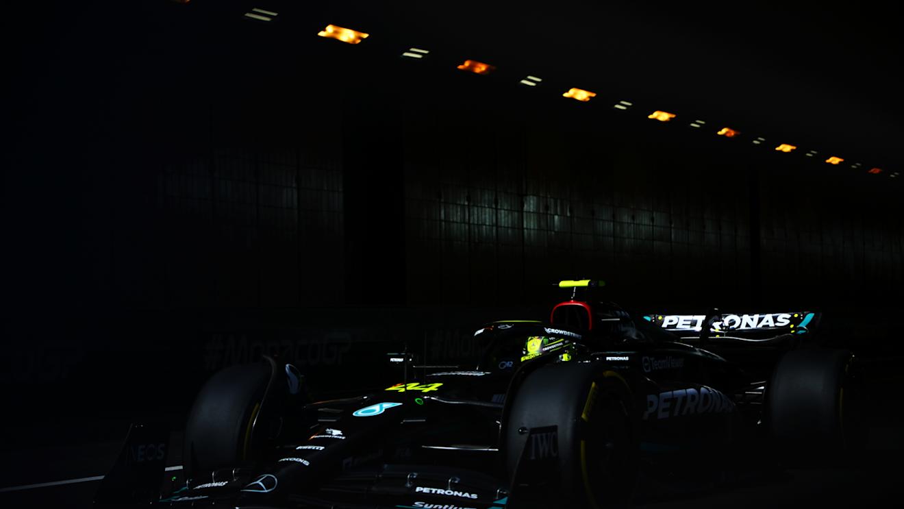 MONTE-CARLO, MONACO - MAY 26: Lewis Hamilton of Great Britain driving the (44) Mercedes AMG Petronas F1 Team W14 on track during practice ahead of the F1 Grand Prix of Monaco at Circuit de Monaco on May 26, 2023 in Monte-Carlo, Monaco. (Photo by Dan Mullan/Getty Images)