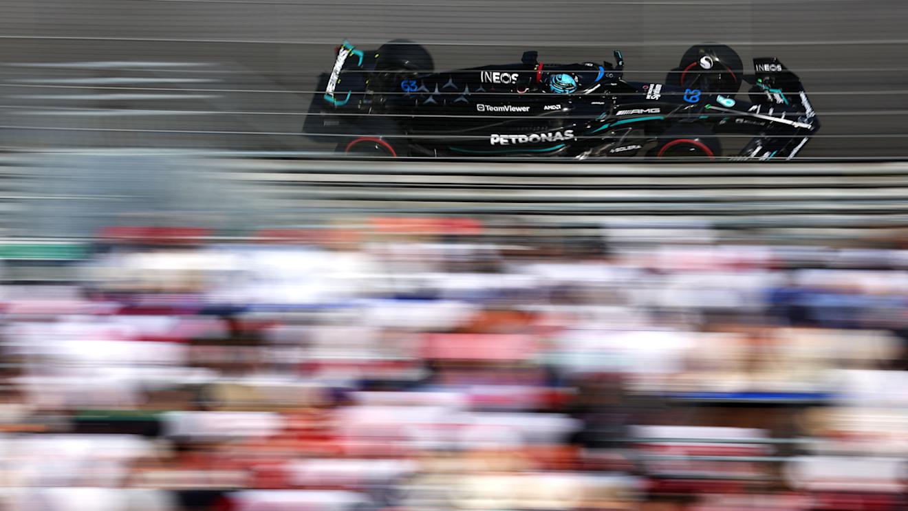 MONTE-CARLO, MONACO - MAY 27: George Russell of Great Britain driving the (63) Mercedes AMG Petronas F1 Team W14 on track during qualifying ahead of the F1 Grand Prix of Monaco at Circuit de Monaco on May 27, 2023 in Monte-Carlo, Monaco. (Photo by Bryn Lennon - Formula 1/Formula 1 via Getty Images)