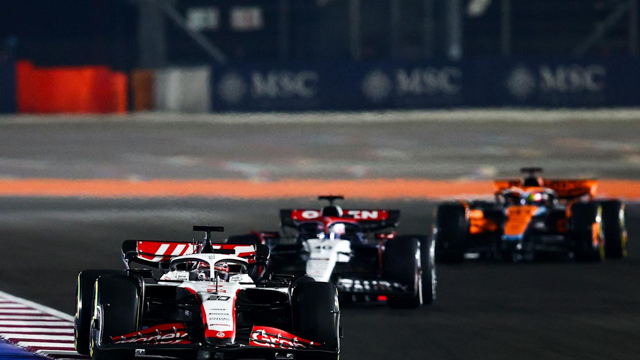 LUSAIL CITY, QATAR - OCTOBER 08: Kevin Magnussen of Denmark driving the (20) Haas F1 VF-23 Ferrari on track during the F1 Grand Prix of Qatar at Lusail International Circuit on October 08, 2023 in Lusail City, Qatar. (Photo by Clive Rose/Getty Images)