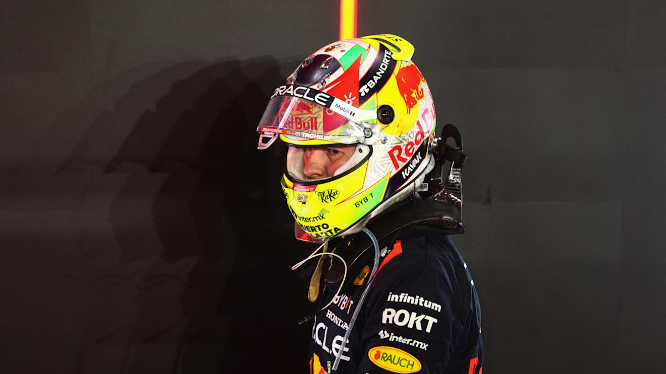 LUSAIL CITY, QATAR - OCTOBER 08: 10th placed Sergio Perez of Mexico and Oracle Red Bull Racing walks in parc ferme during the F1 Grand Prix of Qatar at Lusail International Circuit on October 08, 2023 in Lusail City, Qatar. (Photo by Clive Rose/Getty Images)