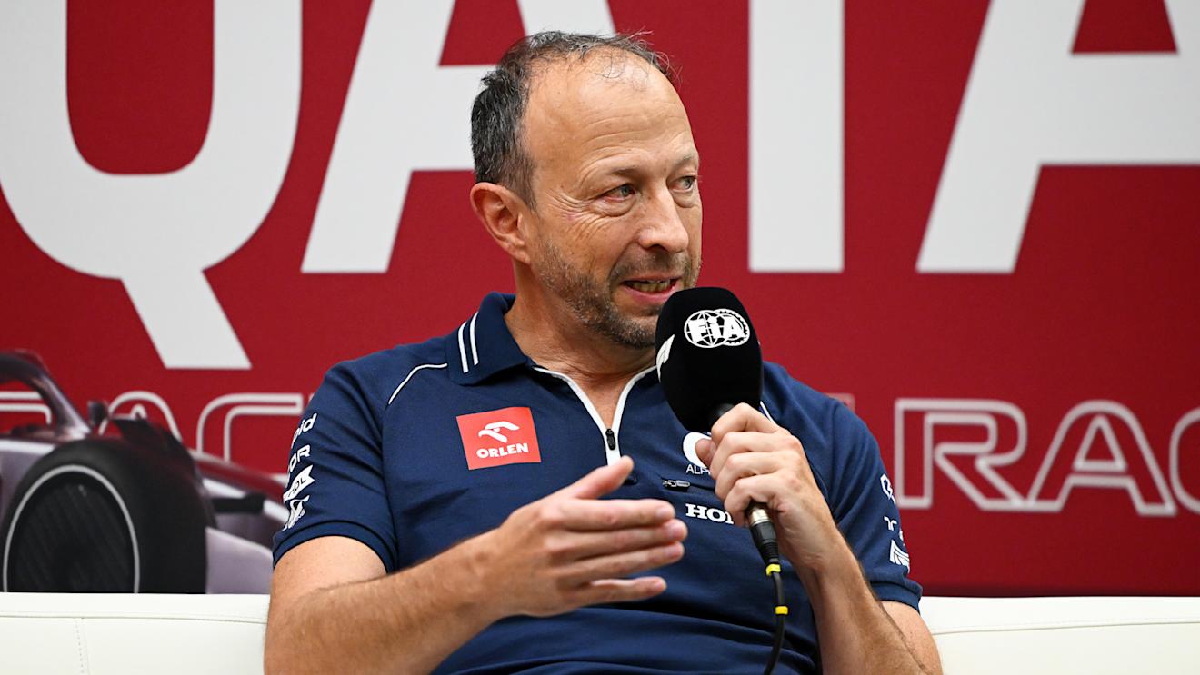 LUSAIL CITY, QATAR - OCTOBER 06: Peter Bayer, CEO of Scuderia AlphaTauri attends the Team Principals Press Conference during practice ahead of the F1 Grand Prix of Qatar at Lusail International Circuit on October 06, 2023 in Lusail City, Qatar. (Photo by Clive Mason/Getty Images)