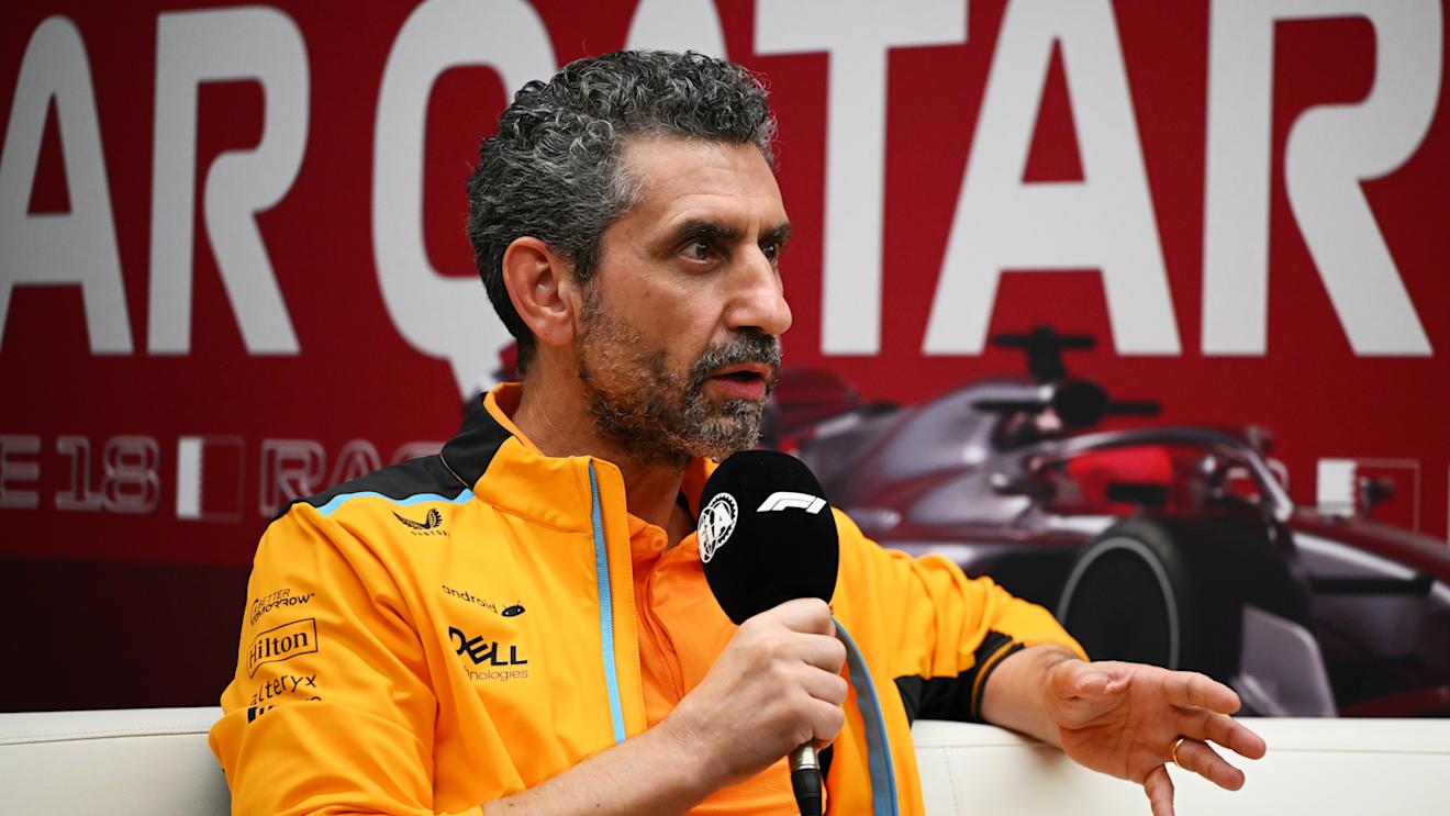 LUSAIL CITY, QATAR - OCTOBER 06: McLaren Team Principal Andrea Stella attends the Team Principals Press Conference during practice ahead of the F1 Grand Prix of Qatar at Lusail International Circuit on October 06, 2023 in Lusail City, Qatar. (Photo by Clive Mason/Getty Images)