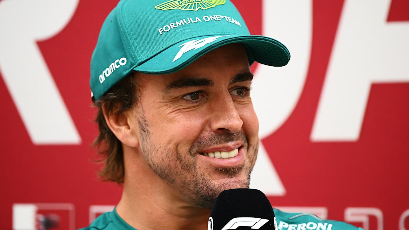 LUSAIL CITY, QATAR - OCTOBER 05: Fernando Alonso of Spain and Aston Martin F1 Team attends the Drivers Press Conference during previews ahead of the F1 Grand Prix of Qatar at Lusail International Circuit on October 05, 2023 in Lusail City, Qatar. (Photo by Clive Mason/Getty Images)